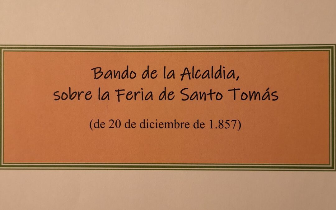 Bando sobre la Feria de Santo Tomás