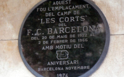 Placa en el Camp de Les Corts